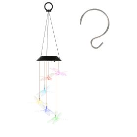 Solar Dragonfly Wind Chime 7 Color Changing Wind Chime for Outside IPX4 Waterproof Outdoor Garden Yard Decor