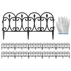 10 Packs Garden Decorative Lawn Edging Border PP Garden Fence Panels Easy Assembly Outdoor Flower Bed Landscape Fencing No-Dig Spikes with Gloves Tota