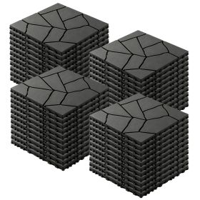 44Pcs Per Set 12 Inch Stone Pattern Interlocking Patio Deck Tiles, DIY Modular Outdoor Indoor Flooring Tiles, Waterproof PP Interlock Floor Tile for B