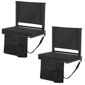 Stadium Seat, Folding Bleacher Seat with Back Support and Thick Cushion, Padded Stadium Seats for Bleacher Includes Shoulder Strap, Hooks, Cup Holder
