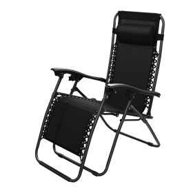 Zero Gravity Lounge Chair 330lbs Load Foldable Recliner Chair w/ Stress Relief Pillow Patio Poolside Beach Lying Chair (Option: 1P)