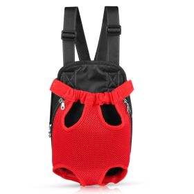 Dog Carrier Backpack Legs Out Front Pet Backpack Carrier Travel Bag Adjustable Shoulder Straps for Hiking Camping Shopping Biking (Option: Red_M)