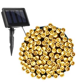 12M 100 LEDs Solar String Fairy Lights Outdoor String Lamps Garden Xmas Decor Lamp (Option: WarmW)