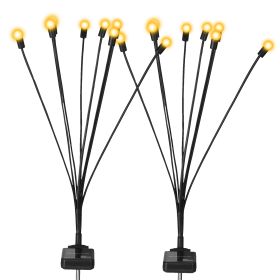 2Pcs Solar Firefly Lights Swaying Decorative Pathway Lamp IP65 Waterproof Landscape Patio Yard Night Light (Option: Warm)