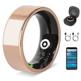 Smart Ring Health Tracker Fitness/Sleep/Stress/HRV Tracker with Charging Case Magnetic Charging Cable for Women & Men Compatible with iOS & Android 7- (Option: RoseGold_8)