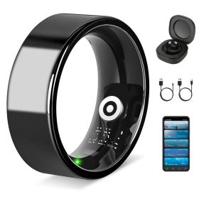 Smart Ring Health Tracker Fitness/Sleep/Stress/HRV Tracker with Charging Case Magnetic Charging Cable for Women & Men Compatible with iOS & Android 7- (Option: Black_8)