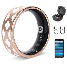 Smart Ring Health Tracker Fitness/Sleep/Stress/HRV Tracker with Charging Case Magnetic Charging Cable for Women & Men Compatible with iOS & Android 7- (Option: Cloud_8)