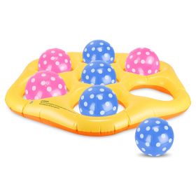 Inflatable Tic-Tac-Toe Pool Game Set with 7 Balls Summer Water Toy Portable Inflatable Game for Pool Beach Backyard (Option: OrangeYellow)