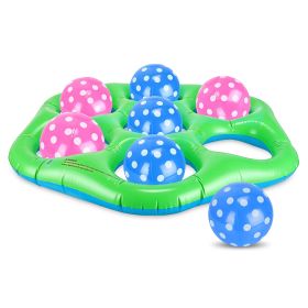 Inflatable Tic-Tac-Toe Pool Game Set with 7 Balls Summer Water Toy Portable Inflatable Game for Pool Beach Backyard (Option: BlueGreen)