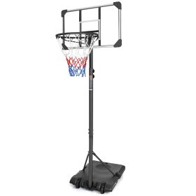 Portable Kids Basketball Hoop with Wheels, Height Adjustable 5.6 to 7ft Basketball Goal System Indoor Outdoor for Kids Teens Adults (Option: Transparen)