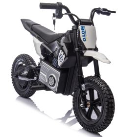 24V Kids Electric Motocross Ride On Motorcycle, 200W High Speed Hub Motor Dirt Bike Toy with Rear Shock Absorber, Adjustable Speed, LED Breathing Ligh (Option: Black)