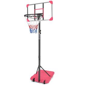 Portable Kids Basketball Hoop with Wheels, Height Adjustable 5.6 to 7ft Basketball Goal System Indoor Outdoor for Kids Teens Adults (Option: Pin)
