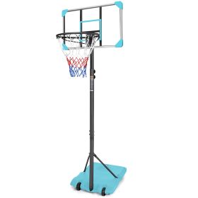 Portable Kids Basketball Hoop with Wheels, Height Adjustable 5.6 to 7ft Basketball Goal System Indoor Outdoor for Kids Teens Adults (Option: Blu)