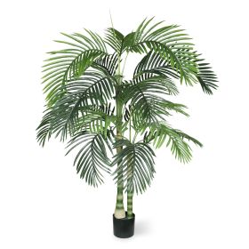 6FT Artificial Golden Cane Palm Tree with Black Plastic Pot, Realistic Faux Tropical Plant with PE Leaves and Flexible Branches for Indoor Outdoor Dec (Option: 6FT)