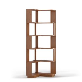 6 Tier Freestanding L-Shaped Corner Bookshelf For Living Room, Bedroom, Wooden Bookcase with anti-drop panle & anti tipping device, Display shelf Open (Option: DarkOak)