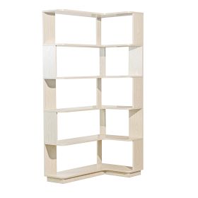 5-Tier L-Shaped Corner Bookshelf, 35.43" Corner Bookcase with 6 Open Shelves, 15mm MDF Freestanding Display Storage Shelf with Anti-Tip Kit for Living (Option: White)