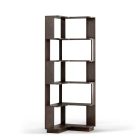 6 Tier Freestanding L-Shaped Corner Bookshelf For Living Room, Bedroom, Wooden Bookcase with anti-drop panle & anti tipping device, Display shelf Open (Option: DarkBrown)