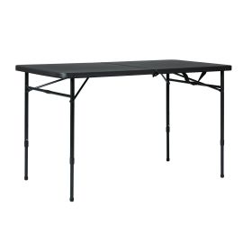 4 Foot Fold-in-Half Adjustable Folding Table, Rich Black (Pack: 1 Pack)